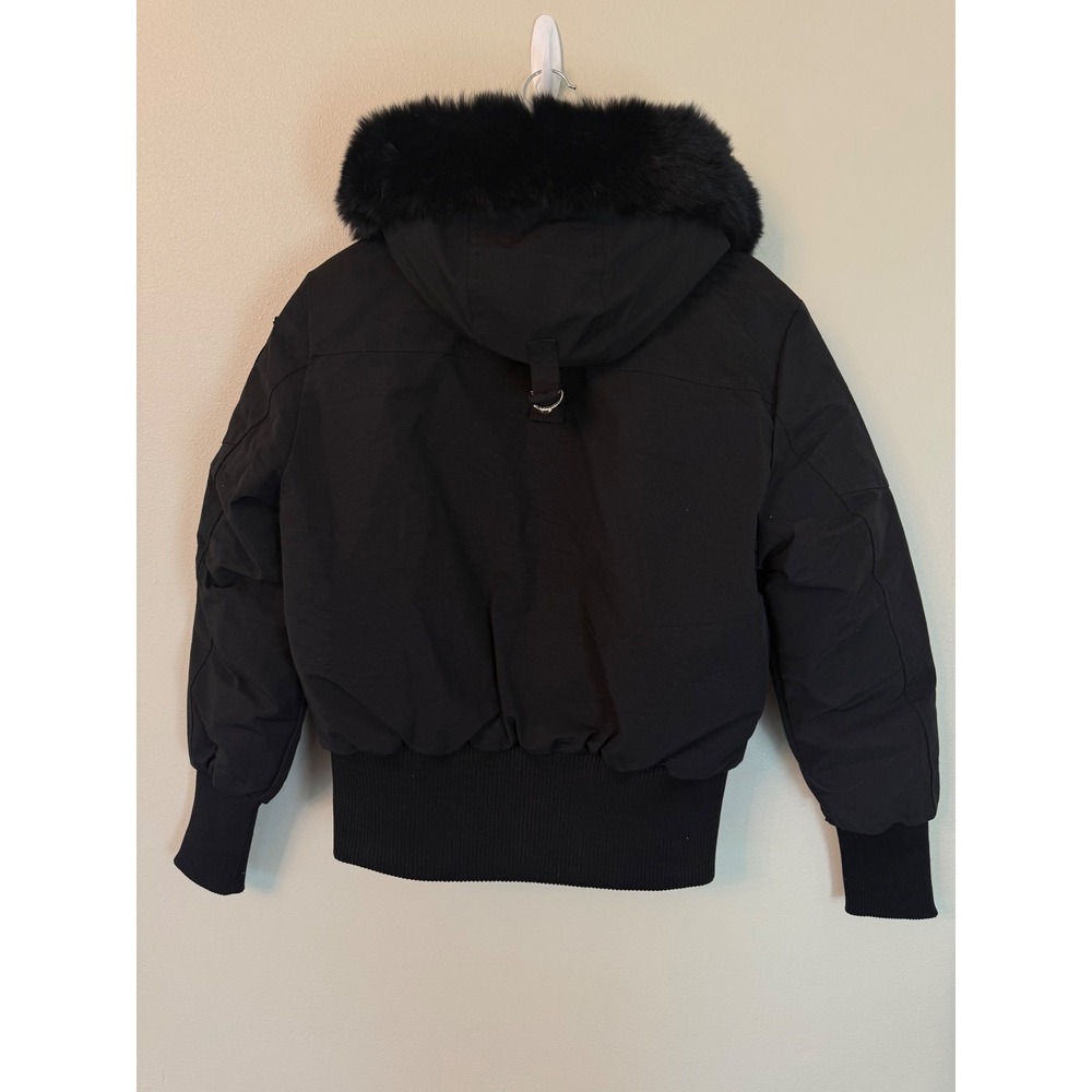 Moose Knuckles Debbie Shearling Trim Bomber Jacket Black L - Picture 7 of 13